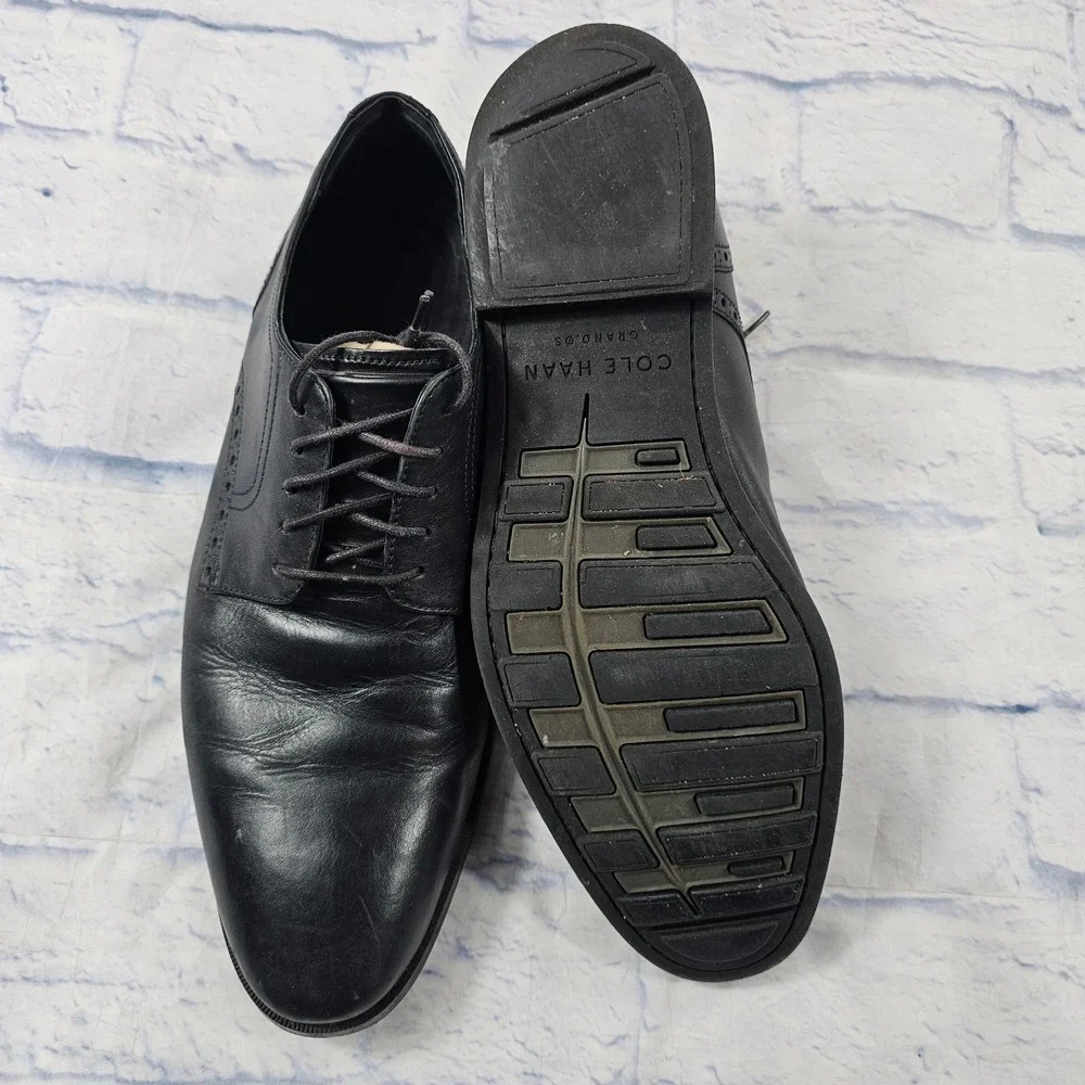 Cole Haan Jefferson Grand.OS Oxford Mens 11 Black Leather Brogue Derby Shoes